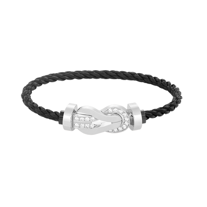 [AuraEcho Jewelry]CHANCE LARGE 8 FIGURE BUCKLE HALF DIAMOND BRACELET SILVER