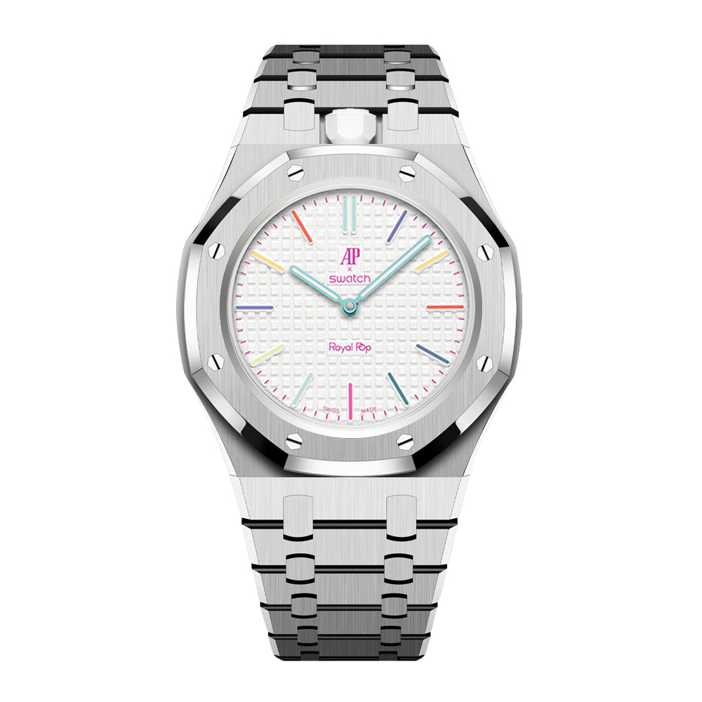 [AuraEcho]Royal Oak Pop Exclusive Steel Case & Strap Full‑wrap Embedded Watch Band (AP6013A)