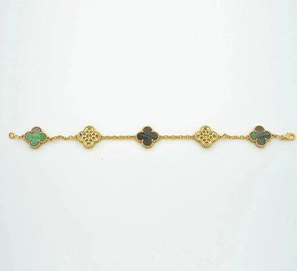 [Auraecho] CLOVER 5 MOTIF GRAY MOP BRACELET COLLECTION