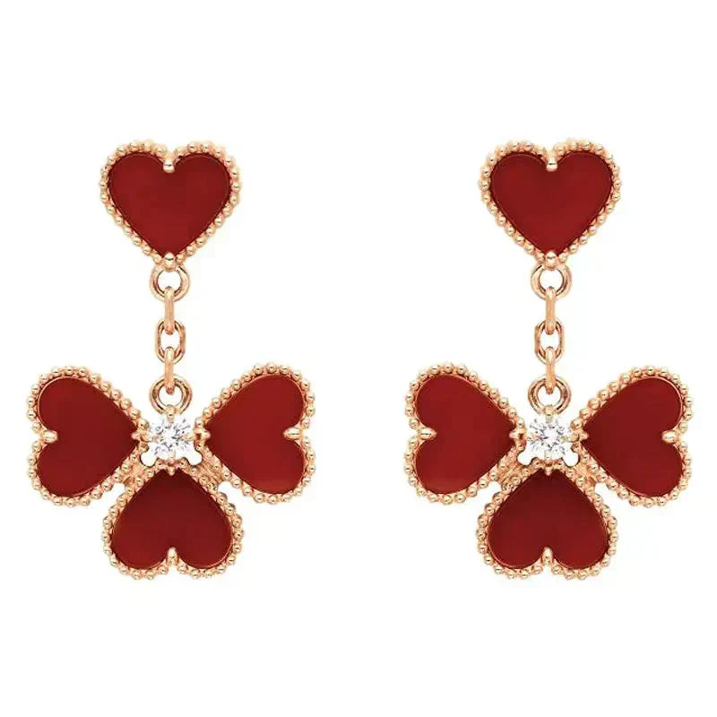 [AuraEcho Jewelry]SWEET CLOVER CARNELIAN EARRINGS
