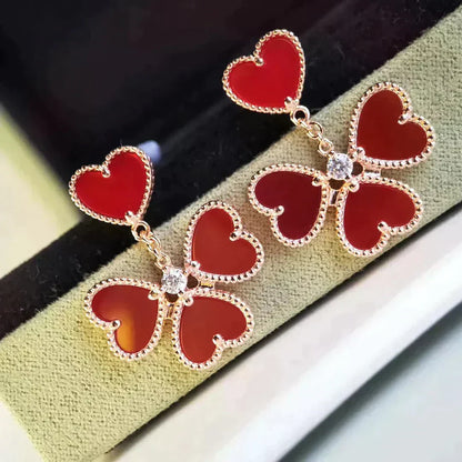 [AuraEcho Jewelry]SWEET CLOVER CARNELIAN EARRINGS