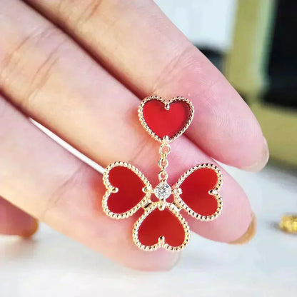 [AuraEcho Jewelry]SWEET CLOVER CARNELIAN EARRINGS