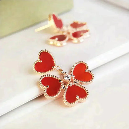 [AuraEcho Jewelry]SWEET CLOVER CARNELIAN EARRINGS