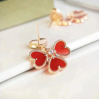 [AuraEcho Jewelry]SWEET CLOVER CARNELIAN EARRINGS