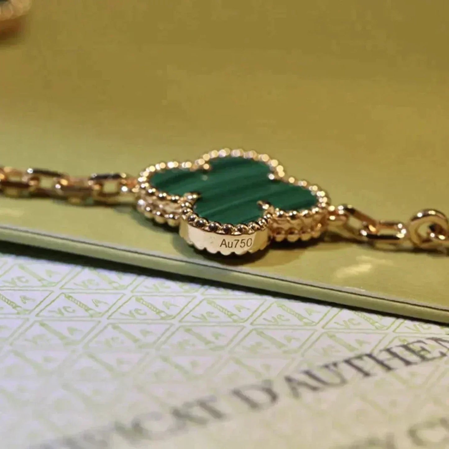 [Auraecho] CLOVER 5 MOTIF MALACHITE BRACELET COLLECTION