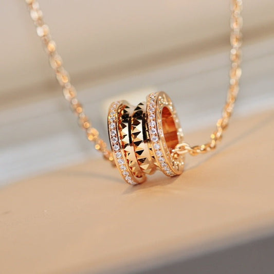 [AuraEcho Jewelry]ZERO 1 ROCK PEDANT PINK GOLD NECKLACE