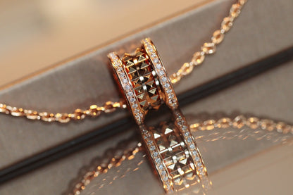 [AuraEcho Jewelry]ZERO 1 ROCK PEDANT PINK GOLD NECKLACE