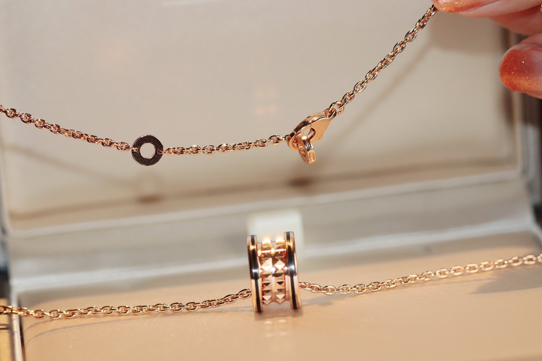 [AuraEcho Jewelry]ZERO 1 ROCK PEDANT PINK GOLD BLACK NECKLACE