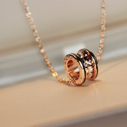 [AuraEcho Jewelry]ZERO 1 ROCK PEDANT PINK GOLD BLACK NECKLACE