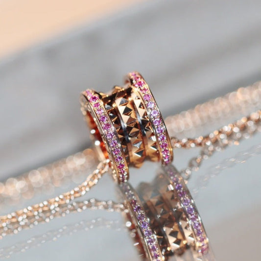 [AuraEcho Jewelry]ZERO 1 ROCK PINK GOLD PINK DIAMOND NECKLACE