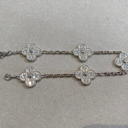 [AuraEcho Jewelry]CLOVER 5 MOTIFS  DIAMOND BRACELET SILVER