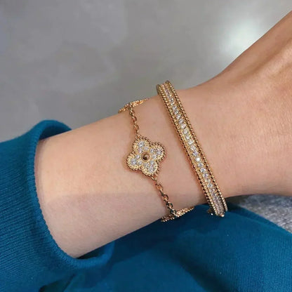 [Auraecho] CLOVER 5 MOTIF FULL DIAMOND BRACELET COLLECTION