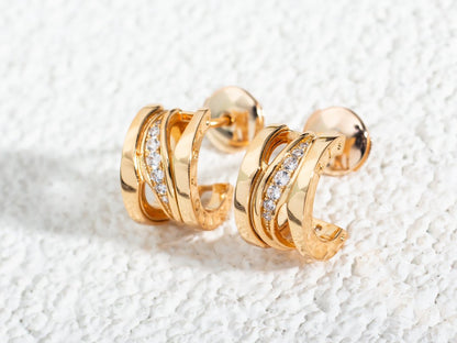 [AuraEcho Jewelry]ZERO 1 PINK GOLD DIAMONDS EARRINGS