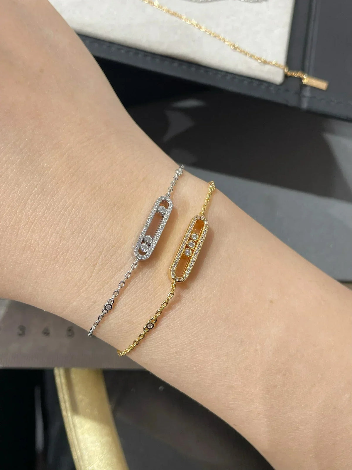 [AuraEcho] LOVE & JUSTE Baby Move Diamond Bracelet Stack Set