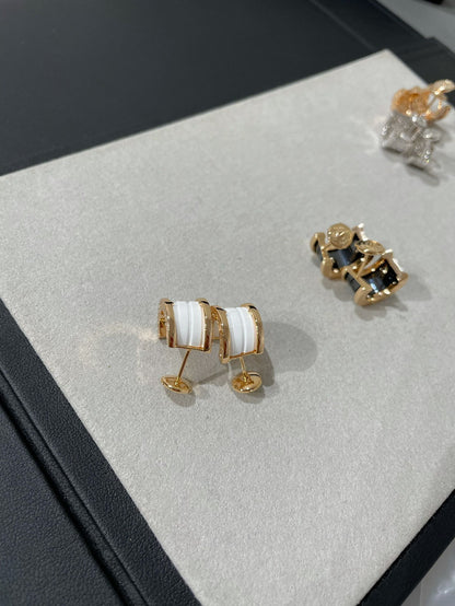 [AuraEcho Jewelry]ZERO 1 PINK GOLD CERAMIC EARRINGS