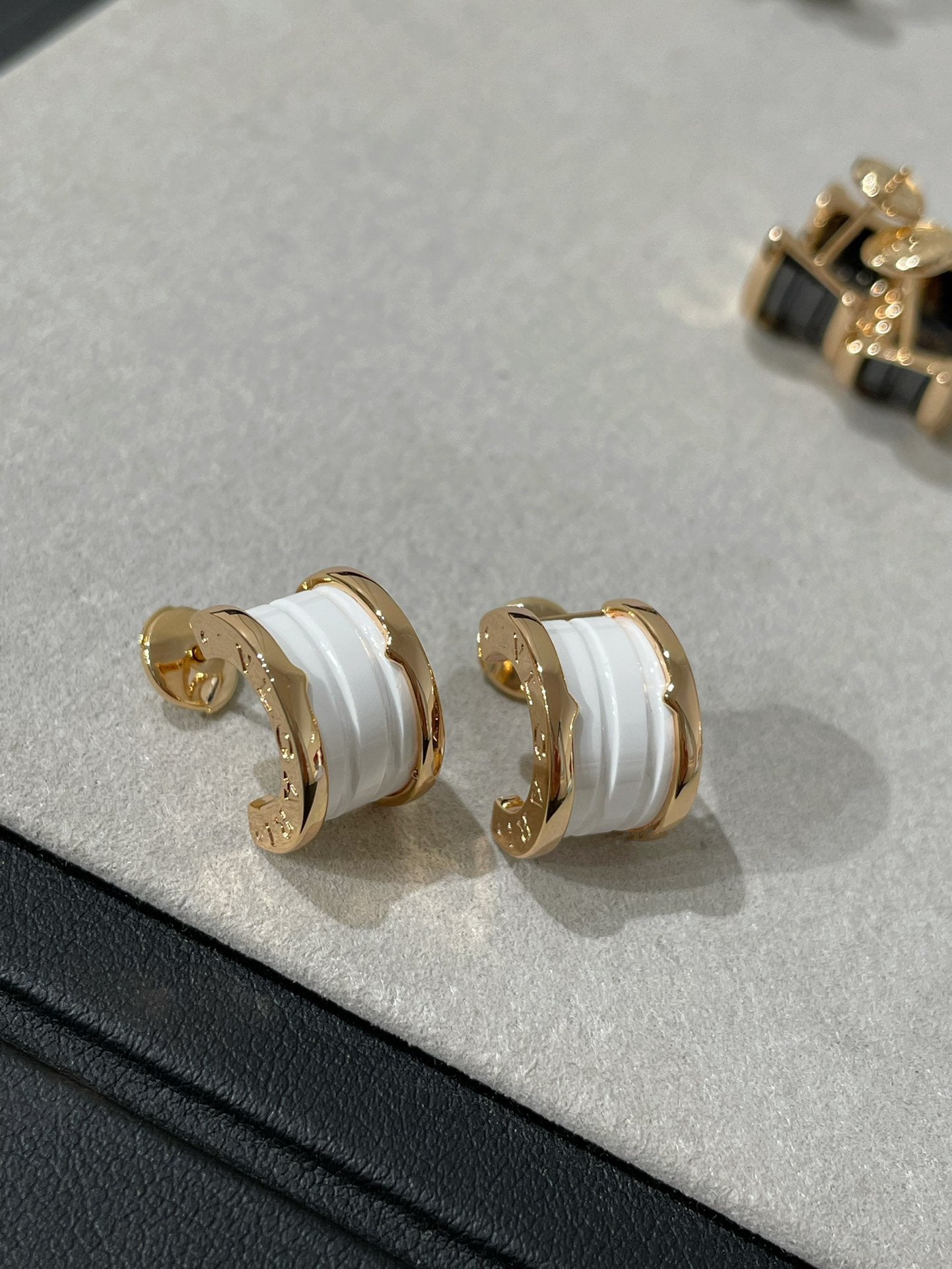 [AuraEcho Jewelry]ZERO 1 PINK GOLD CERAMIC EARRINGS