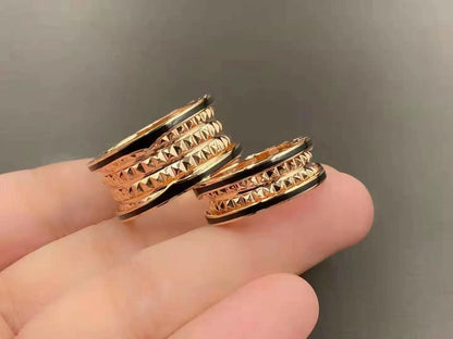[AuraEcho Jewelry]ZERO 1 ROCK BLACK CERAMIC PINK GOLD LARGE MODEL