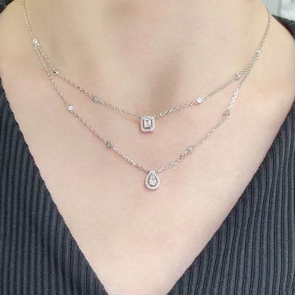 [AuraEcho]MY TWIN 2 ROW DIAMOND NECKLACE