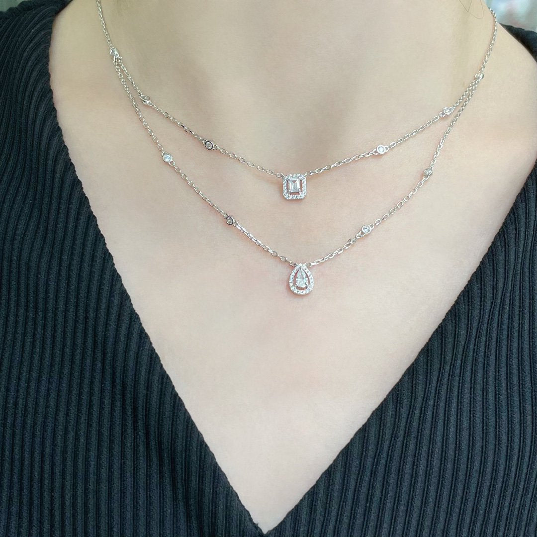 [AuraEcho]MY TWIN 2 ROW DIAMOND NECKLACE