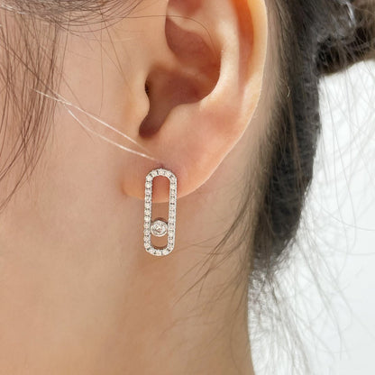 [AuraEcho]MOVE UNO STUD DIAMOND PAVED EARRINGS