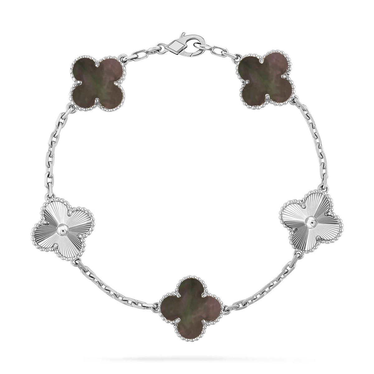 [Auraecho] CLOVER 5 MOTIF GRAY MOP BRACELET COLLECTION