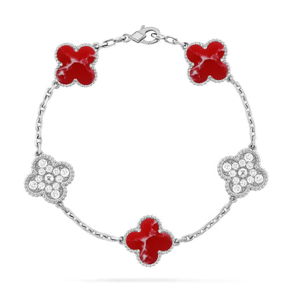 [Auraecho]CLOVER 5 MOTIF RED PATTERN BRACELET COLLECTION