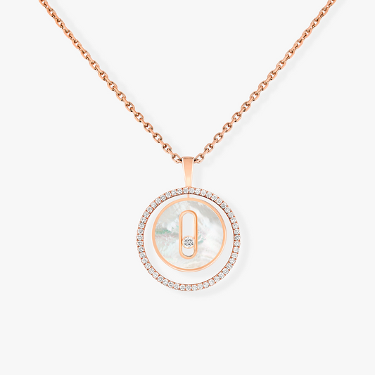 [AuraEcho]LUCKY MOVE 1 DIAMOND WHITE MOTHER OF PEARL PINK GOLD DIAMOND NECKLACE