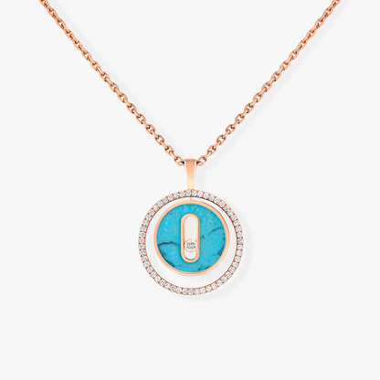 [AuraEcho]LUCKY MOVE 1 DIAMOND TURQUOISE PINK GOLD DIAMOND NECKLACE