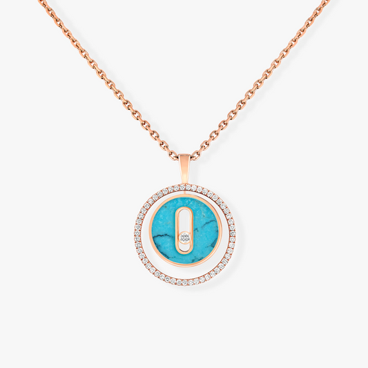 [AuraEcho]LUCKY MOVE 1 DIAMOND TURQUOISE PINK GOLD DIAMOND NECKLACE
