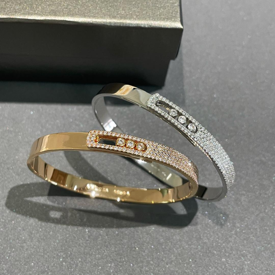 [AuraEcho]Move Noa Rose Gold Pavé Diamond Bangle Bracelet