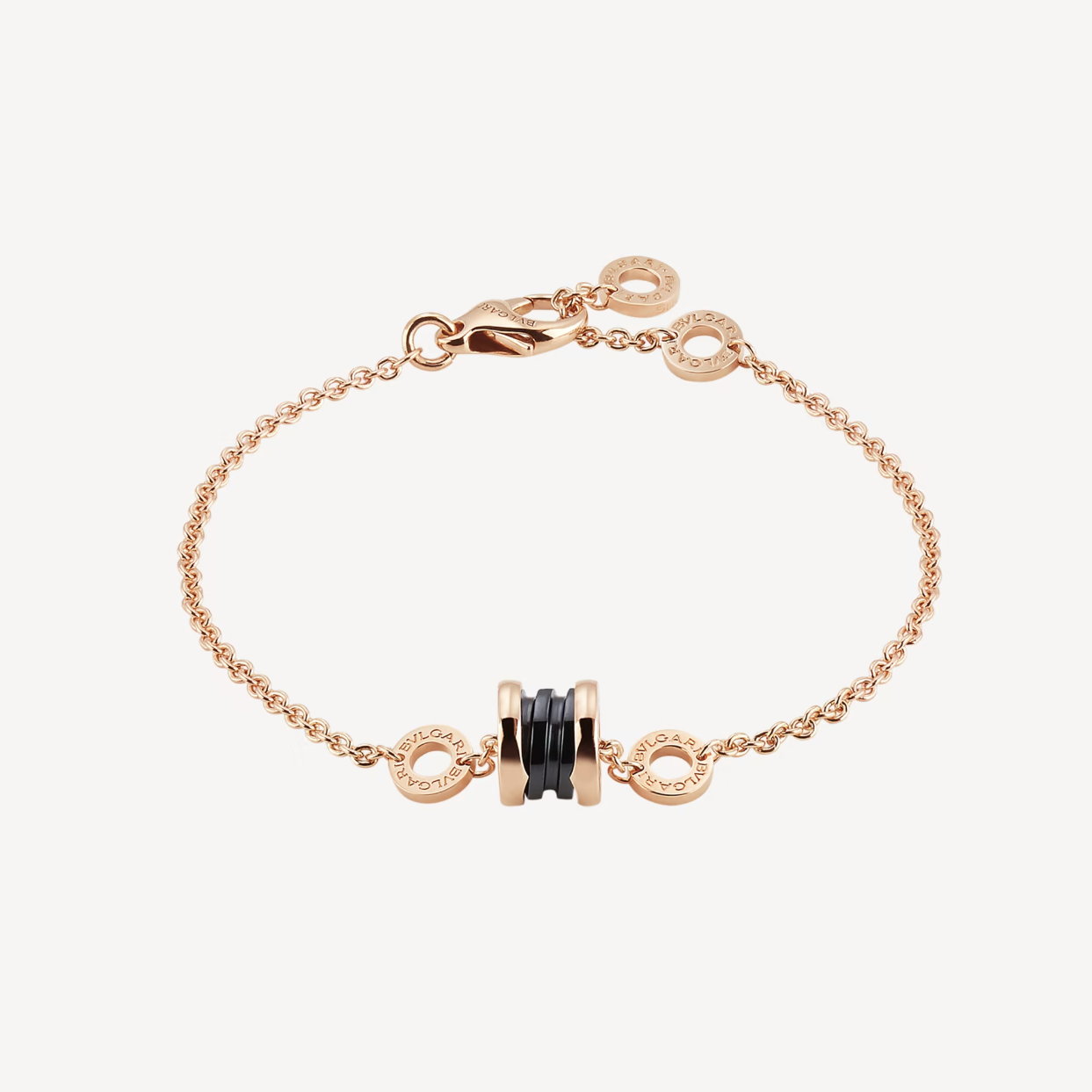 [AuraEcho Jewelry]ZERO 1 SOFT PINK GOLD AND BLACK CERAMIC BRACELET