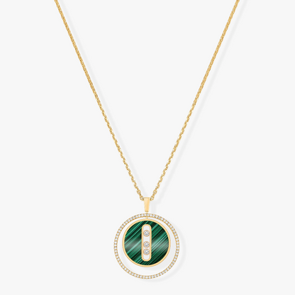 [AuraEcho]LUCKY MOVE 3 DIAMOND MALACHITE GOLD DIAMOND NECKLACE