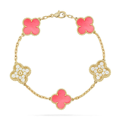 [Auraecho] CLOVER 5 MOTIFS  PINK MOP BRACELET COLLECTION