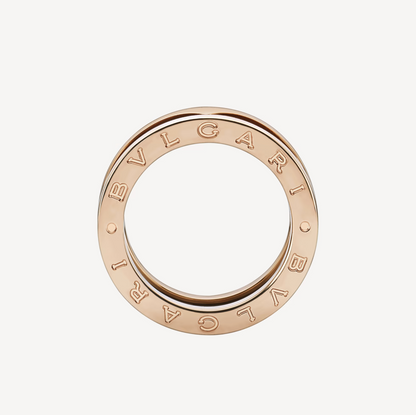 [AuraEcho Jewelry]ZERO 1 TWO-BAND LOOPS AND BLACK CERAMIC PINK GOLD RING