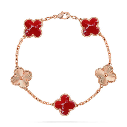 [Auraecho]CLOVER 5 MOTIF RED PATTERN BRACELET COLLECTION