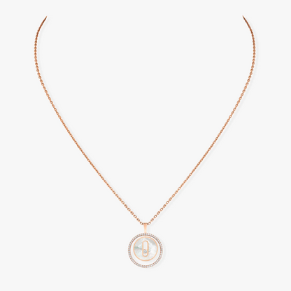 [AuraEcho]LUCKY MOVE 1 DIAMOND WHITE MOTHER OF PEARL PINK GOLD DIAMOND NECKLACE