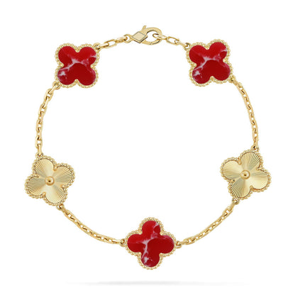 [Auraecho]CLOVER 5 MOTIF RED PATTERN BRACELET COLLECTION
