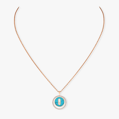 [AuraEcho]LUCKY MOVE 1 DIAMOND TURQUOISE PINK GOLD DIAMOND NECKLACE