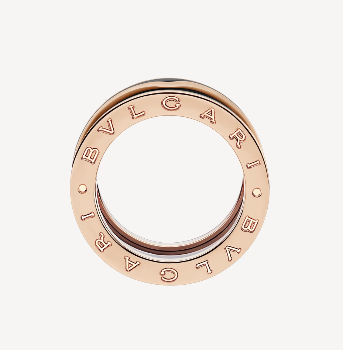 [AuraEcho Jewelry]ZERO 1 TWO-BAND WITH MATTE BLACK CERAMIC PINK GOLD RING