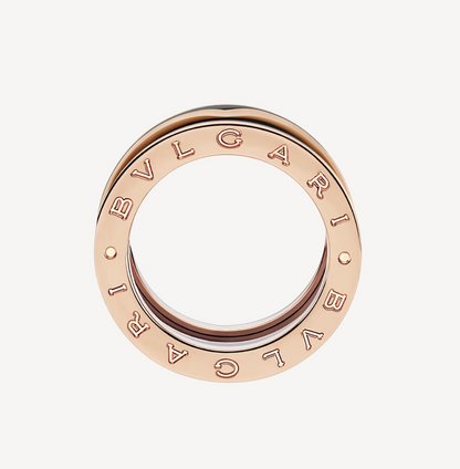 [AuraEcho Jewelry]ZERO 1 TWO-BAND WITH MATTE BLACK CERAMIC PINK GOLD RING