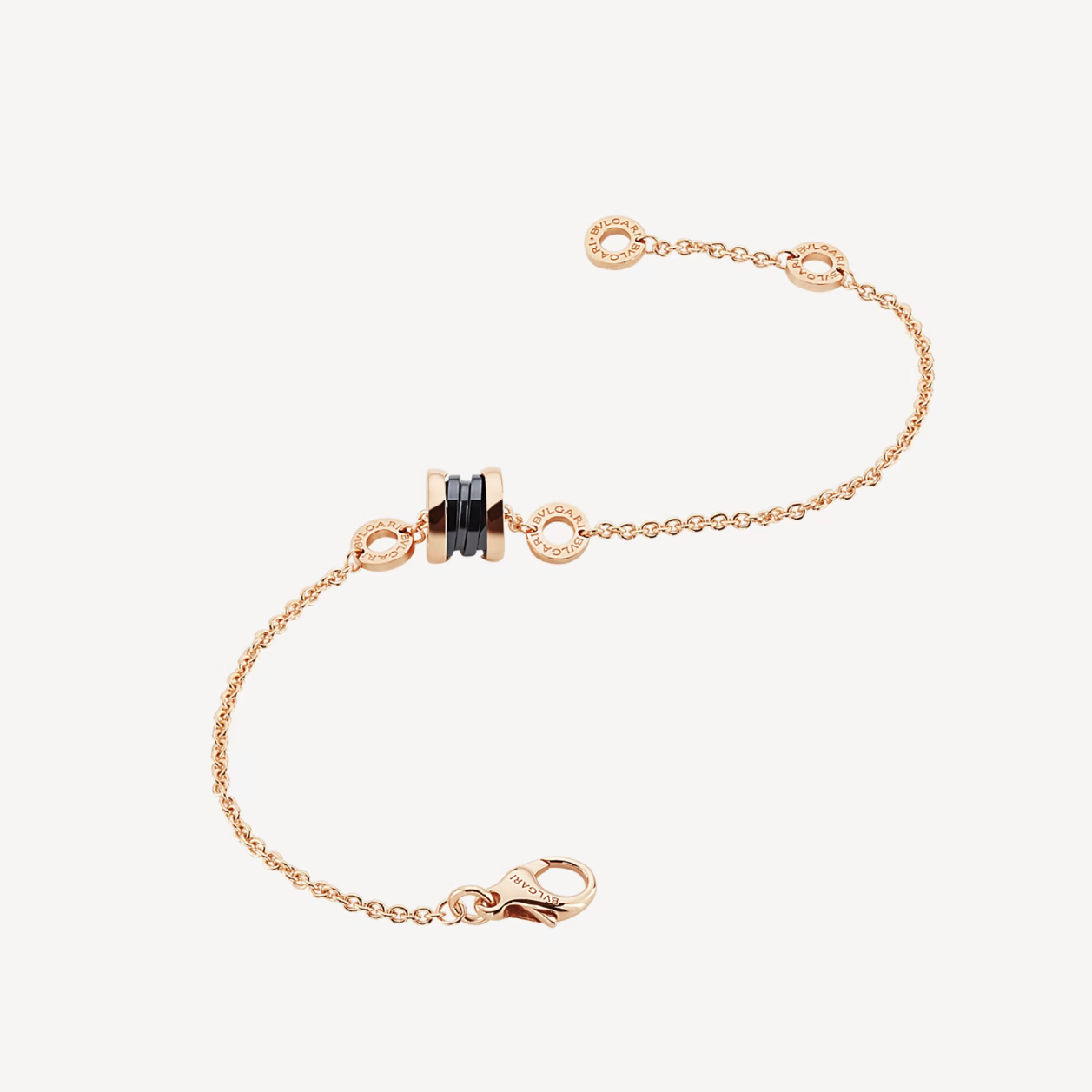 [AuraEcho Jewelry]ZERO 1 SOFT PINK GOLD AND BLACK CERAMIC BRACELET