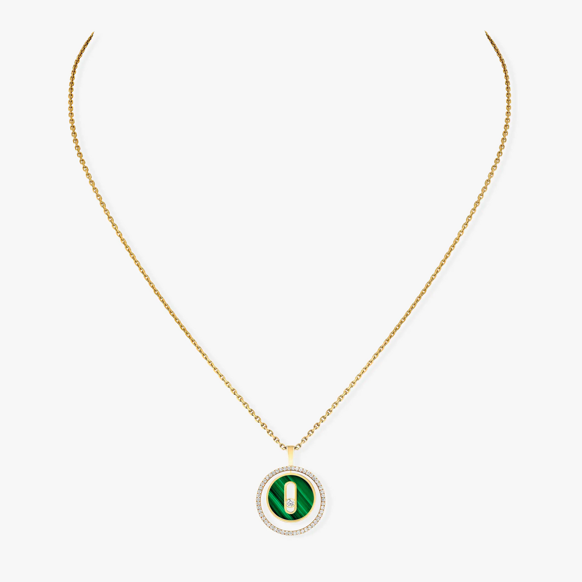 [AuraEcho]LUCKY MOVE 1 DIAMOND MALACHITE GOLD DIAMOND NECKLACE