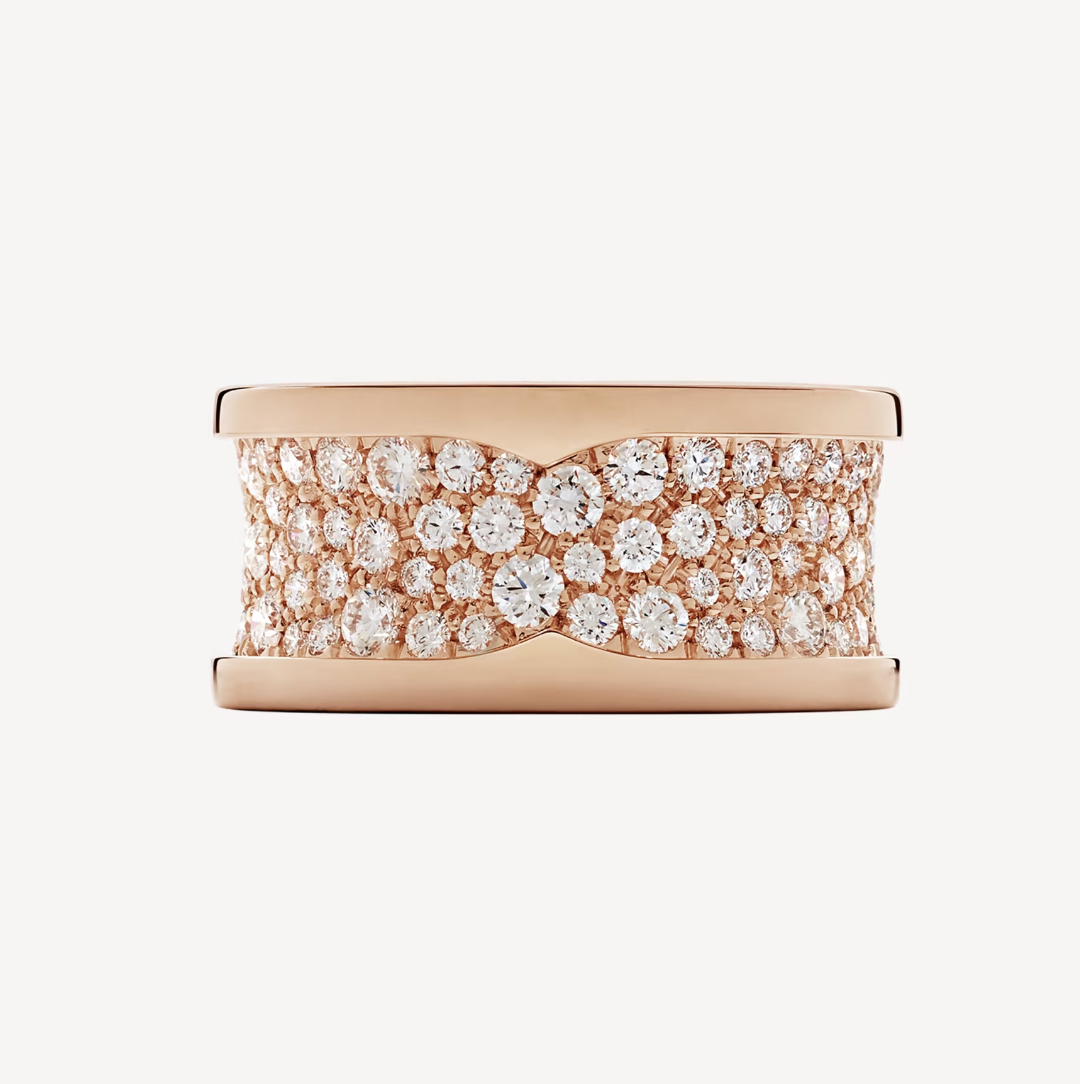 [AuraEcho Jewelry]ZERO 1 WITH PAVED DIAMONDS ON THE SPIRAL RING