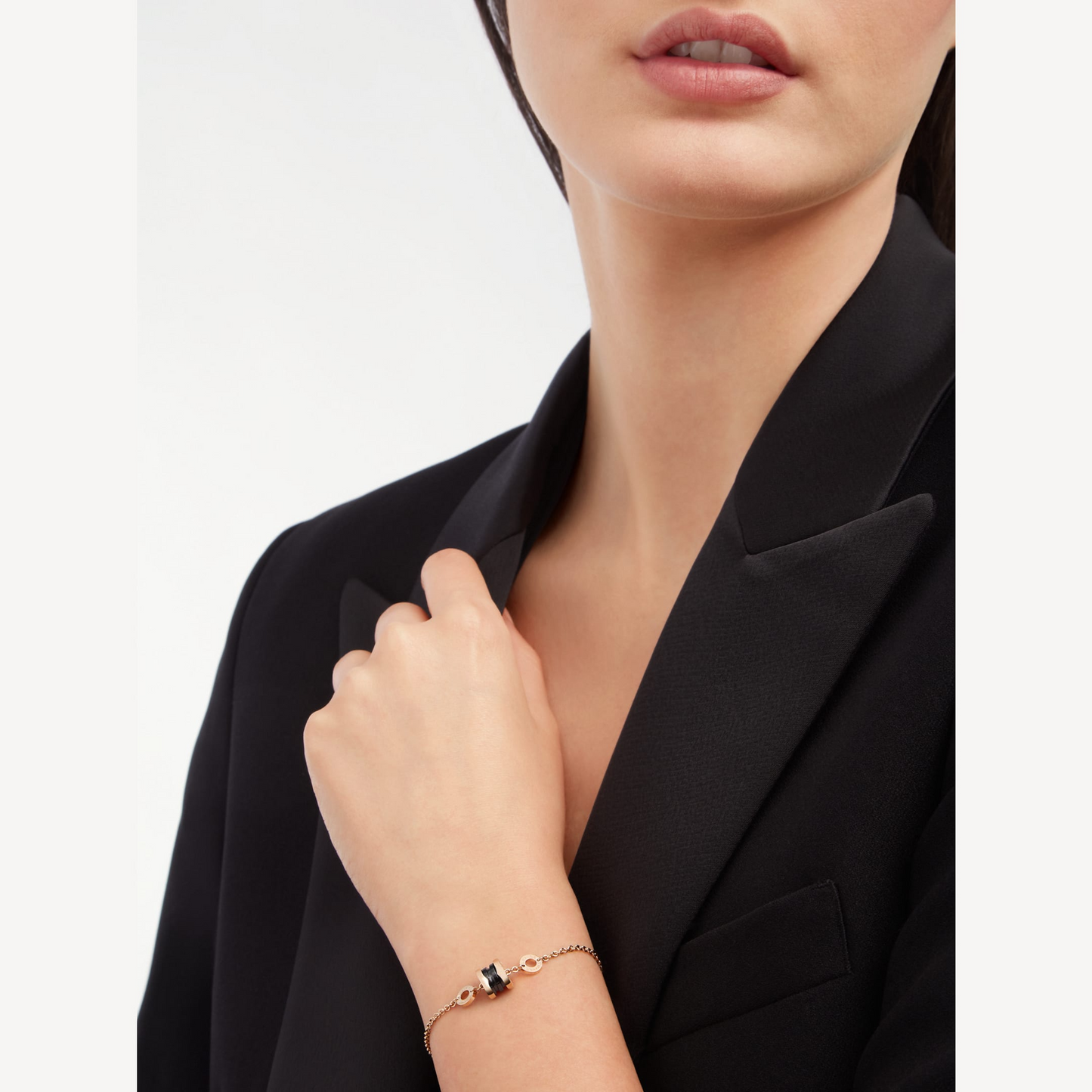 [AuraEcho Jewelry]ZERO 1 SOFT PINK GOLD AND BLACK CERAMIC BRACELET