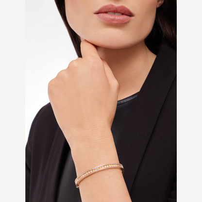 [AuraEcho Jewelry]ZERO 1 SPIRAL AND PAVED DIAMOND PINK GOLD BRACELET