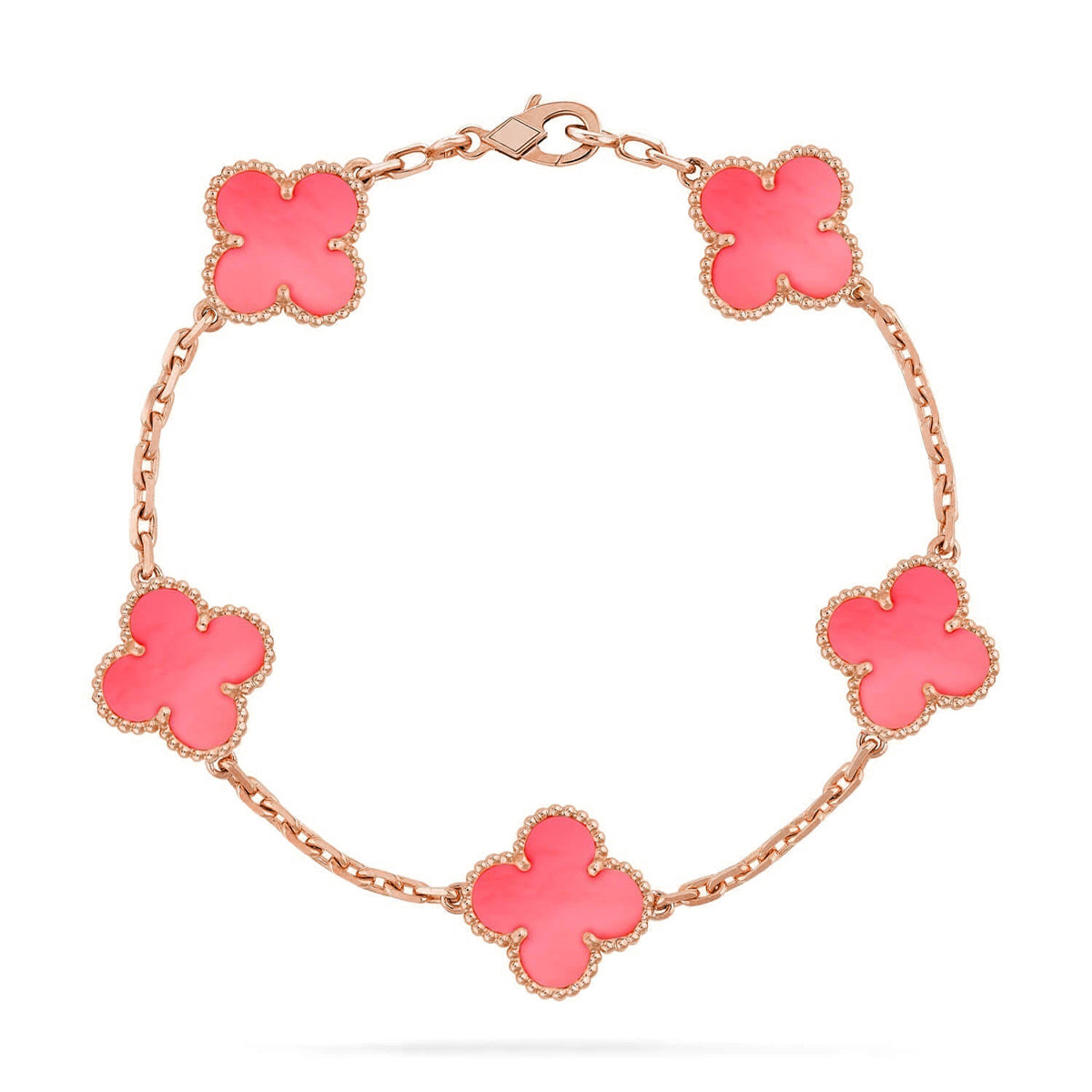 [Auraecho] CLOVER 5 MOTIFS  PINK MOP BRACELET COLLECTION