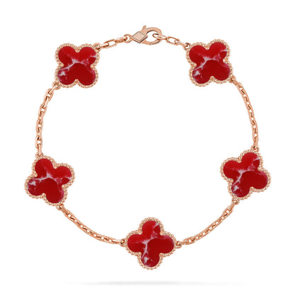 [Auraecho]CLOVER 5 MOTIF RED PATTERN BRACELET COLLECTION