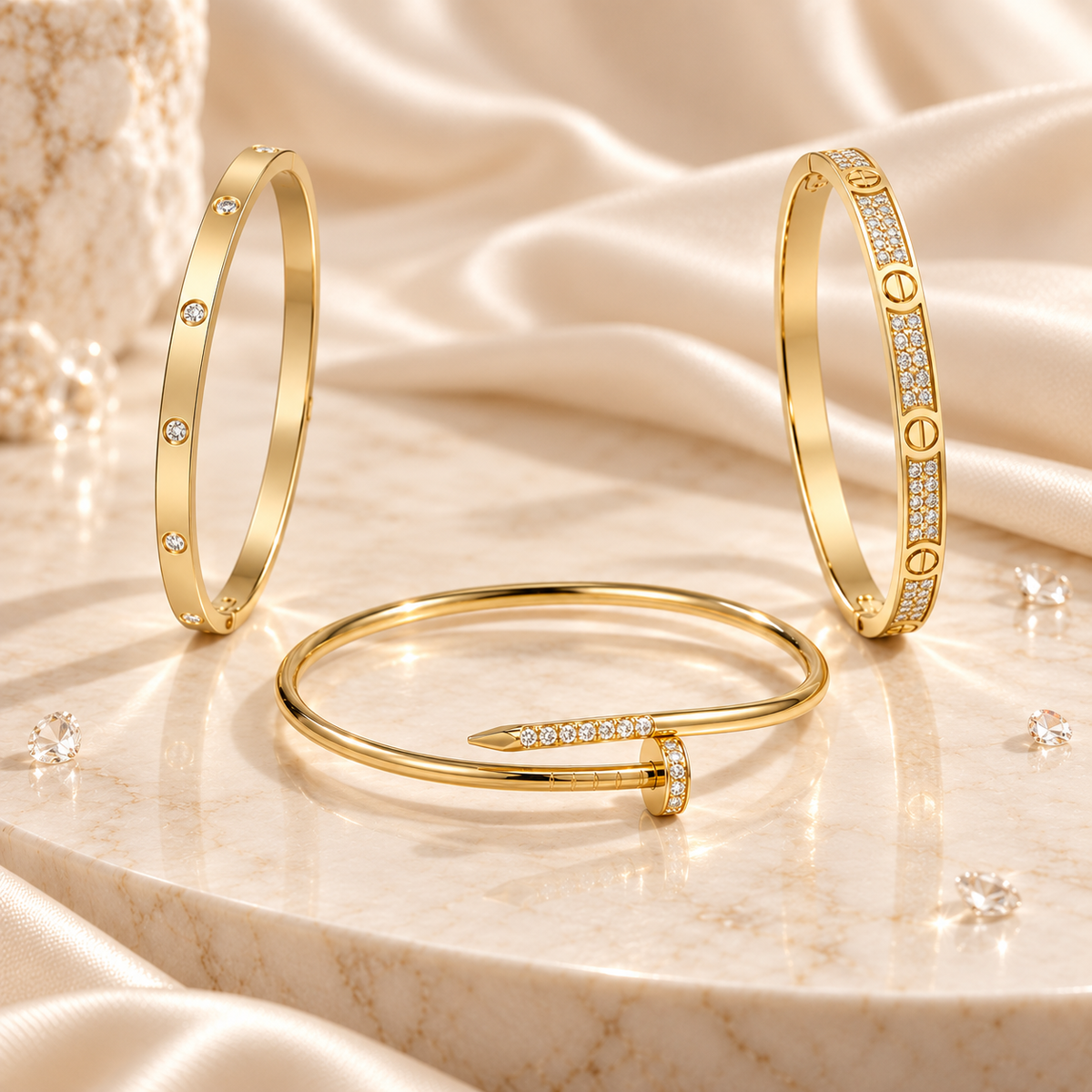 [AuraEcho] JUSTE Diamond & LOVE Diamond Bracelet Stack Set