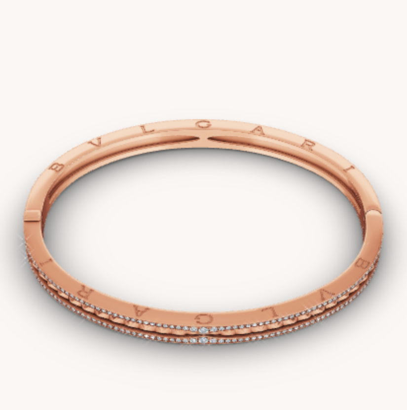 [AuraEcho Jewelry]ZERO 1 SPIRAL AND PAVED DIAMOND PINK GOLD BRACELET