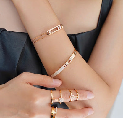 [AuraEcho]Move Noa Rose Gold Pavé Diamond Bangle Bracelet